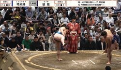 大相撲、着物姿の美人女優が角界随一の“美四股”にうっとり 「お着物姿美しい」「オーラが」カメラが捉えた一コマに反響続々