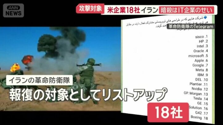 報復の対象として18社リストアップ