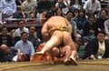 「あぶないよ炎鵬」「スープレックス?」炎鵬、“プロレス技”のような秘技炸裂も土俵際で“あわや” 169キロを全身に浴びて土俵下に落下