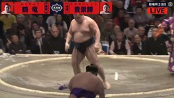 5場所ぶり復帰の鶴竜、元気に連勝　貴景勝を圧倒