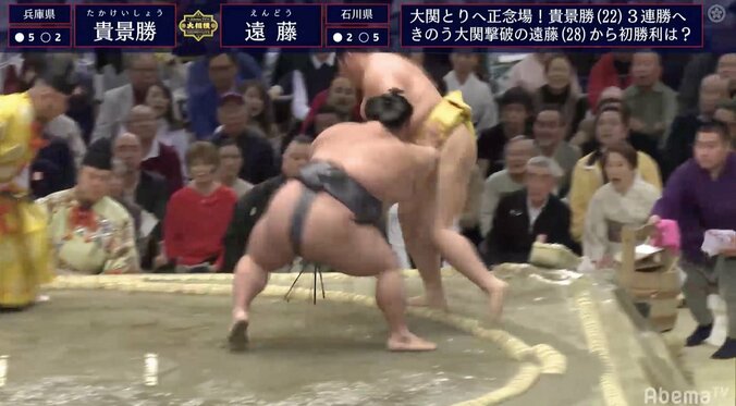 貴景勝、遠藤に快勝で6勝目　元小結・旭道山「相手を押し切る押し相撲の真髄」 1枚目