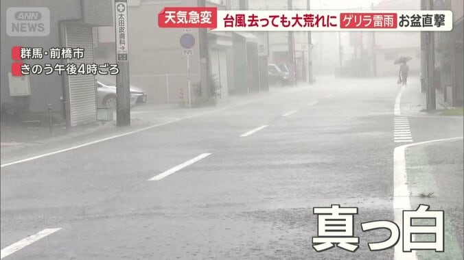 真っ白になるほどの雨