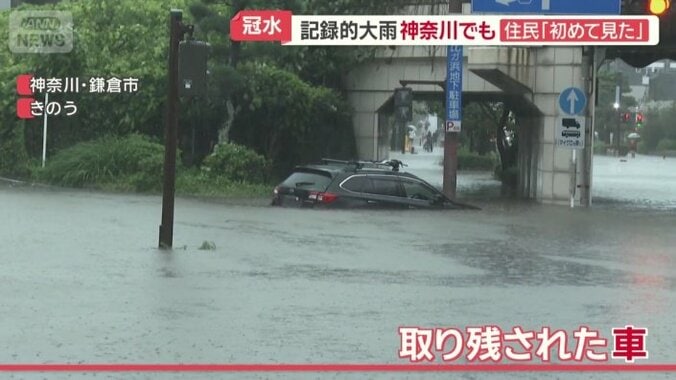 車が半分以上、水につかっている