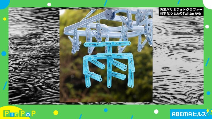 まさか“雨”も干されるとは… 洗濯バサミで作った“漢字アート”に「風情あり」「楽しい気持ちになった」と称賛の声