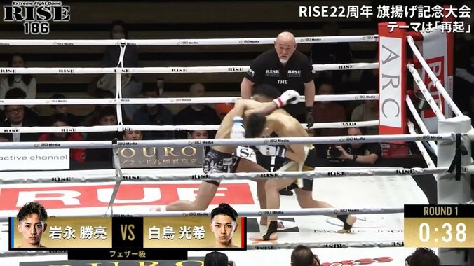 互いのパンチが激しく交錯