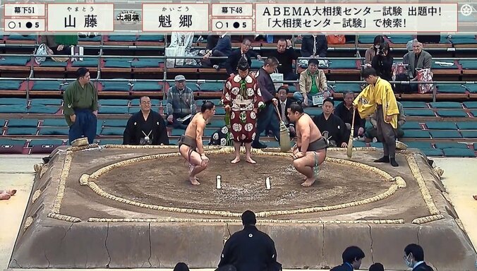 74キロの山藤と155キロの魁郷