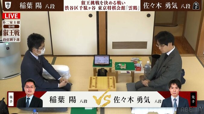 稲葉陽八段VS佐々木勇気八段 八段戦予選突破を決めるのはどっちだ／将棋・叡王戦 1枚目