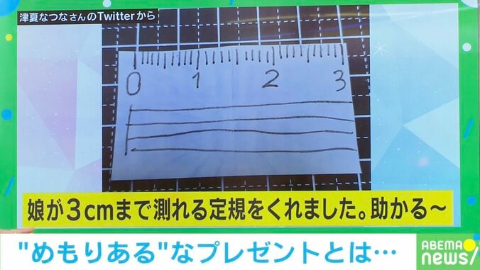 実寸は気にしない？娘からもらった“3cm定規”が話題「細けえ事はいいんだよ！」「ちょうど測りたいときってある」 2枚目