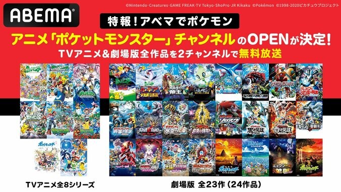 【写真・画像】『ポケモン』チャンネルが3月1日にABEMAに新規OPEN！歴代TVアニメ8シリーズ＆劇場版23作を毎日放送　1枚目