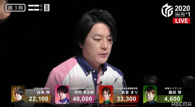 イケメン内川、麻雀牌からもモテモテ 気合の新年初トップ／麻雀・Mリーグ 2枚目