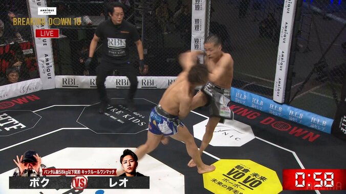 強烈な左フック