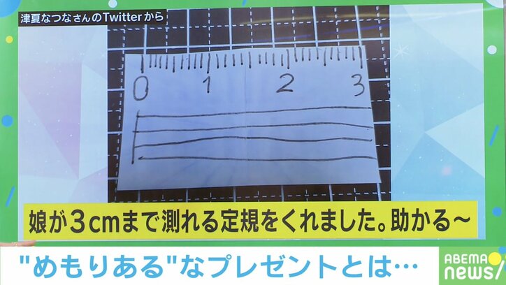 実寸は気にしない?娘からもらった“3cm定規”が話題「細けえ事はいいんだよ!」「ちょうど測りたいときってある」
