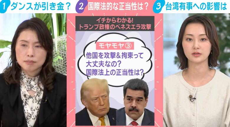 ベネズエラ攻撃、大統領の拘束…国際法的な正当性は？「軍事行動が違法ではないという言い分は苦しい」「他国は怖がっているが批判することも大事」国際政治学者が指摘
