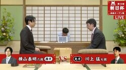 川上猛七段 対 横山泰明六段　対局開始　勝てば3回戦へ／将棋・朝日杯将棋オープン戦