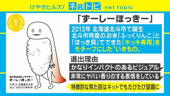 キモいと話題の「ずーしーほっきー」が“一目見たら忘れられないご当地キャラ”1位に 1枚目