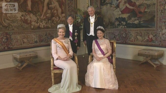 ベルギー国王夫妻と天皇皇后陛下の記念撮影
