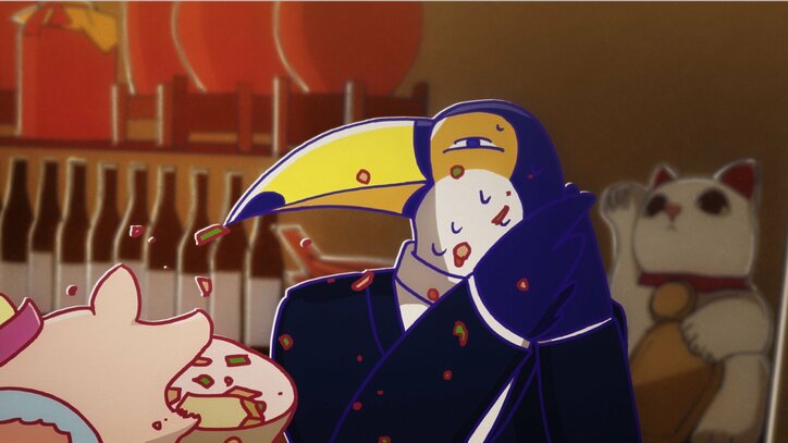 アニメ「アフリカのサラリーマン」第1話、トカゲ＆オオハシが肉食女子高生に絡まれて…？　先行カット解禁