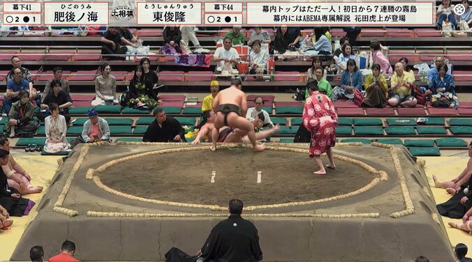 巨漢力士が“回転落下”で控え行司を直撃「あびせ蹴りが行司に…」「顔に足が」ファンひやり 3枚目