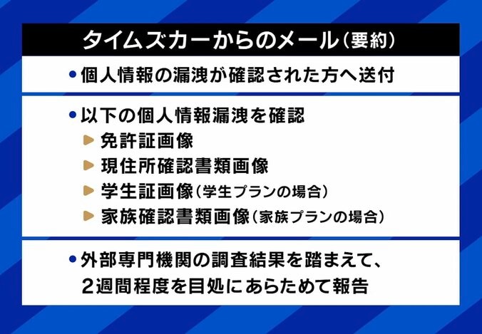タイムズカーから届いたメール（要旨）