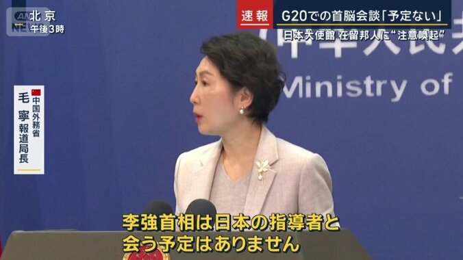 中国外務省　毛寧報道局長