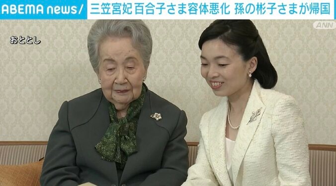 三笠宮妃百合子さまと孫の彬子さま