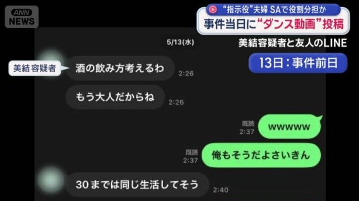 容疑者と友人のLINE