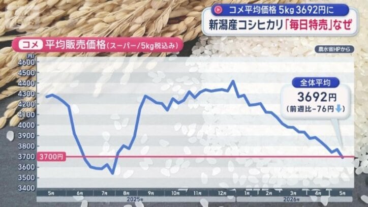 約10カ月ぶりに3700円を下回った