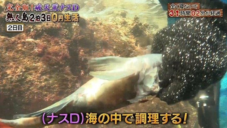 ナスDのワイルドすぎる“海中ランチ”に反響！  視聴者から「無呼吸おどり食い」「産地直食」の声