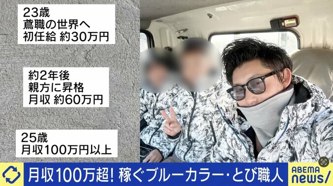 月収100万超のとび職人