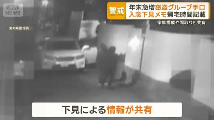 別の事件で、窃盗グループが下見をする様子