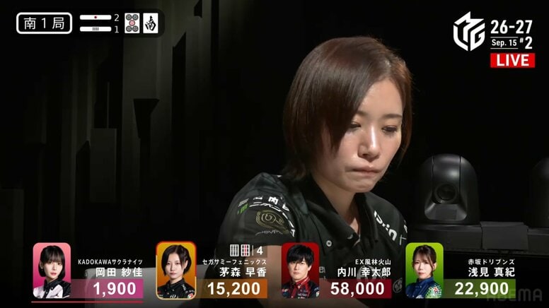 元祖・打点女王をなめるなよ！茅森早香、高打点飛び交う乱打戦でビシッと決めた“裏4”含みの倍満が半端ない「裏がエグい」「天才過ぎる」／麻雀・Mリーグ