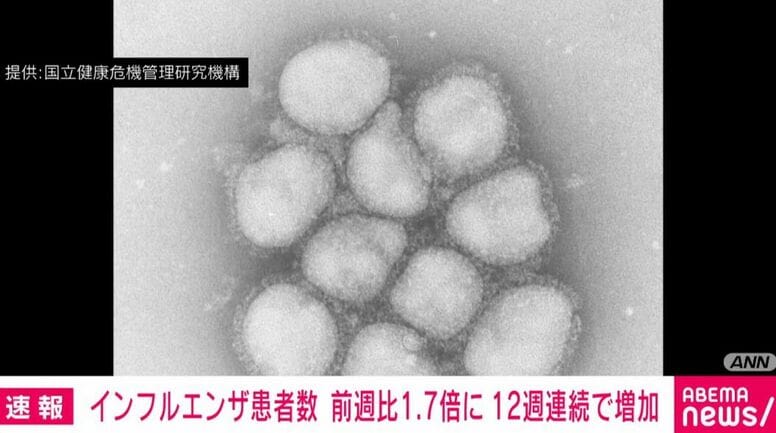 インフルエンザ患者数 前週比1.7倍に 12週連続で増加