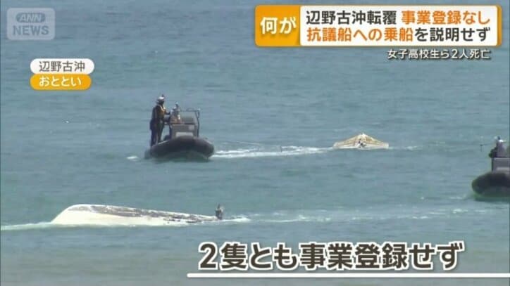 転覆した2隻は事業登録なし