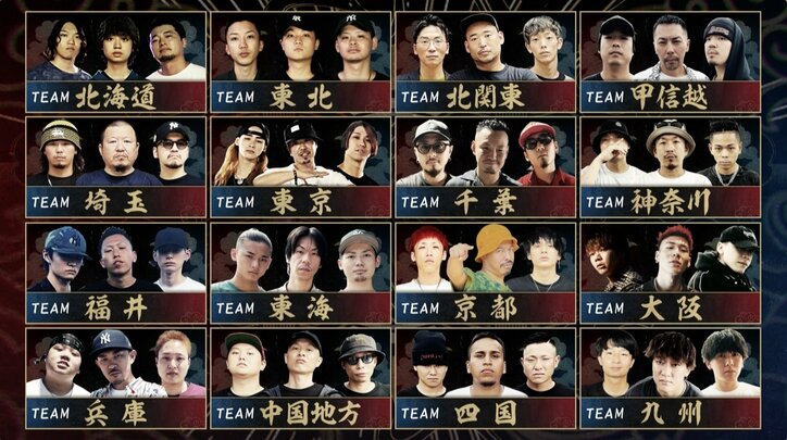 ラップバトル番組『フリースタイル日本統一』FORK「理想的なチーム」、呂布カルマ「結果を出しているメンバー。間違いない」地元を背負い、日本統一を目指す全48名のラッパーたちが意気込みを語る