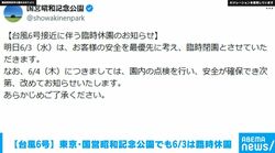【台風6号】東京・国営昭和記念公園でも6/3は臨時休園