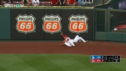 「どうしてこんなことに」ヌートバー、大飛球のフェンス際で味方と激突！ あわやの場面に「危ない！」「声かけて」ファン驚きと心配