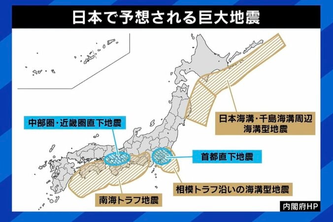 日本で予想される巨大地震