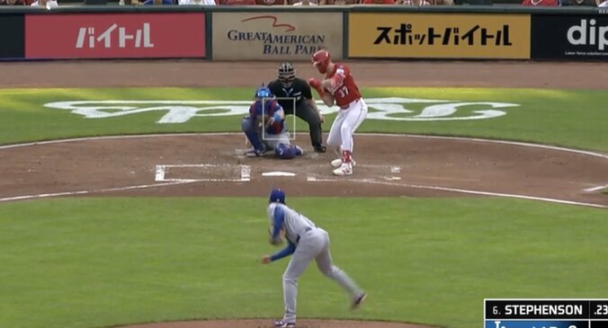 【写真・画像】どこ見てんだよ！大谷翔平、160キロ剛速球が“爆速通過”「ビックリしすぎ」空振りした相手打者のリアクションが話題に「そりゃビビる」　1枚目
