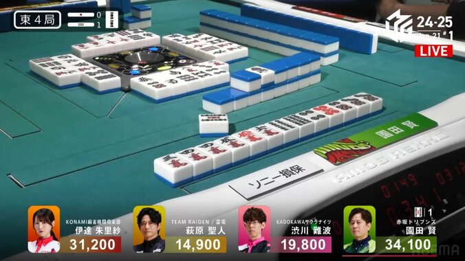 園田賢、ダマテンからの満貫