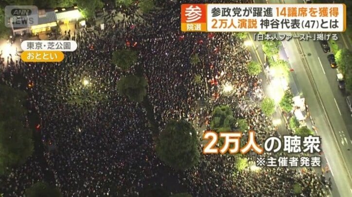 選挙戦最終日に主催者発表で2万人の聴衆
