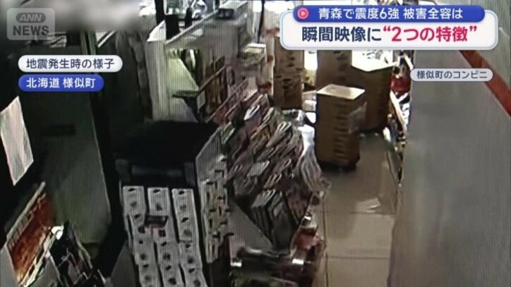 震度5弱を観測した北海道のコンビニの防犯カメラ