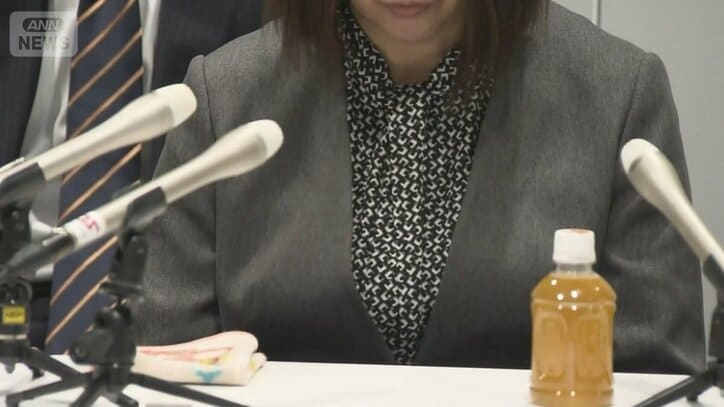 判決後、会見する遺族・長文恵さん（1月22日、福岡市内）