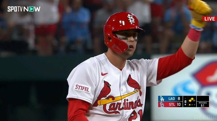 ヌートバー、終盤8回に勝利を呼び込むタイムリー！ 3試合ぶり安打を記録 カージナルスは計9本塁打が飛び交う乱打戦を制して2連勝