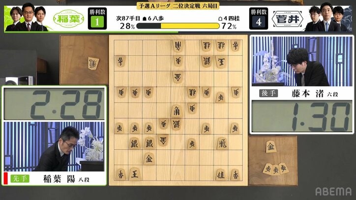 藤本渚六段（右）