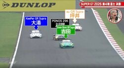 「譲りたくても譲れない」首位攻防バトルの真っ只中に…GT300トップ2台に“割って入る”驚異の瞬間 あわや接触も巧みな動きに称賛