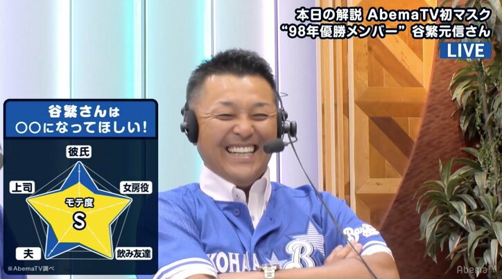 谷繁元信氏がAbemaTV初登場　初回から「たのしげさん」　視聴者アンケートは5割が「飲み友達」希望
