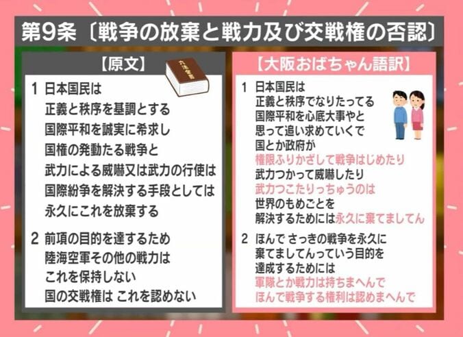 憲法第9条 大阪おばちゃん語訳