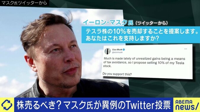 本当はテスラ株を売りたくて仕方がない? Twitterの投票で売却を決めるイーロン・マスク氏の“あざとすぎる手法” 1枚目