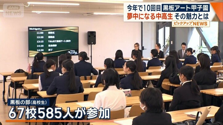 全国から67校585人が参加した黒板の部（高校生）