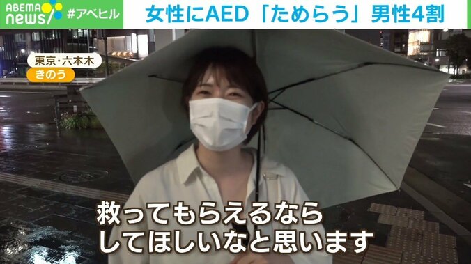 男性の4割が“女性へのAED使用”ためらう…セクハラや周囲の反応を心配する声に専門家「必ずしも上半身裸にする必要はない」 3枚目